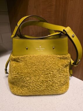 NWOT kate spade New York Yellow Faux-Shearling Bucket Bag